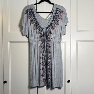 Just Ginger Gray Dress Tunic With Colorful Design